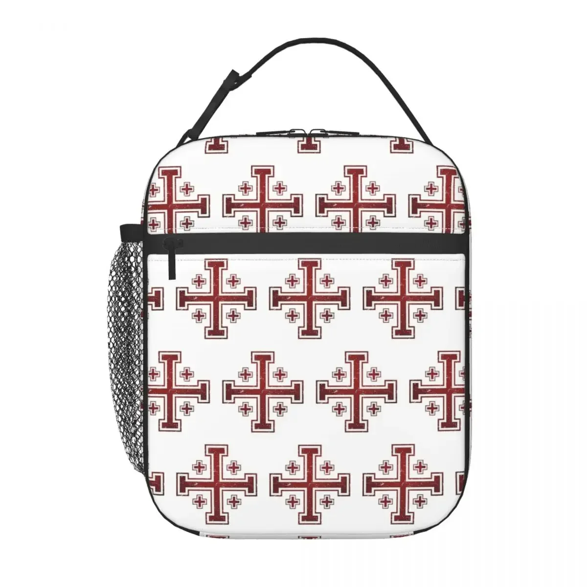 Jerusalem Cross Medieval Knights Cross Crusader Insulated Lunch Bag for Women Children Portable Food Boxe Thermal Lunch Box Tote