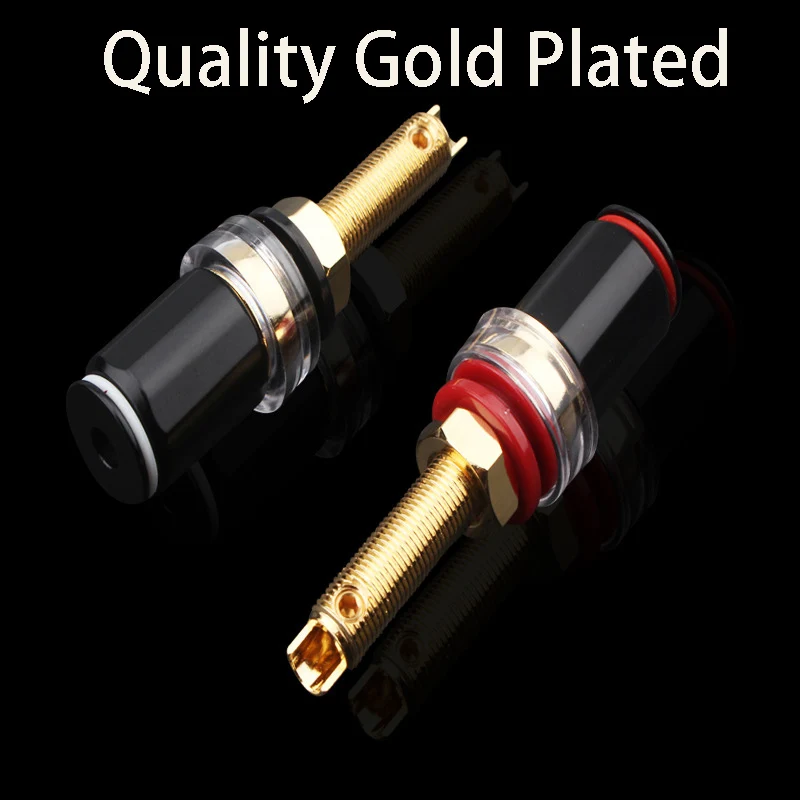 Banhado a ouro Banana Plug Connector, HiFi Speaker Binding Post, amplificador, AMP de áudio, Terminal soquete fêmea, 2 pcs