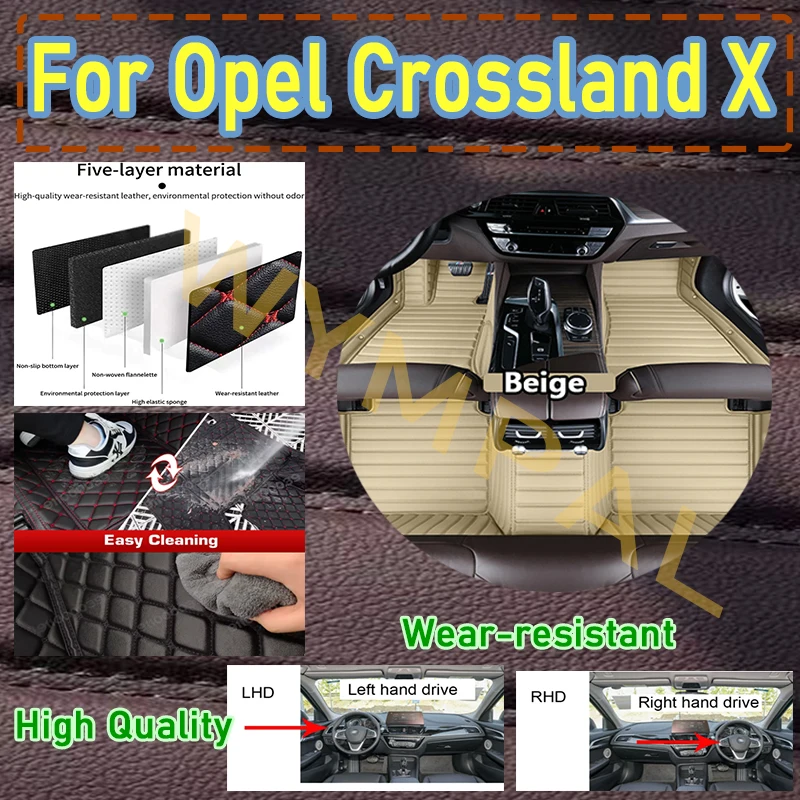 

Luxury DropShipping Car Floor Mats For Opel Crossland X 2017-2020 Center Interior Accessories 100% Fit Leather Carpets Rugs Foot