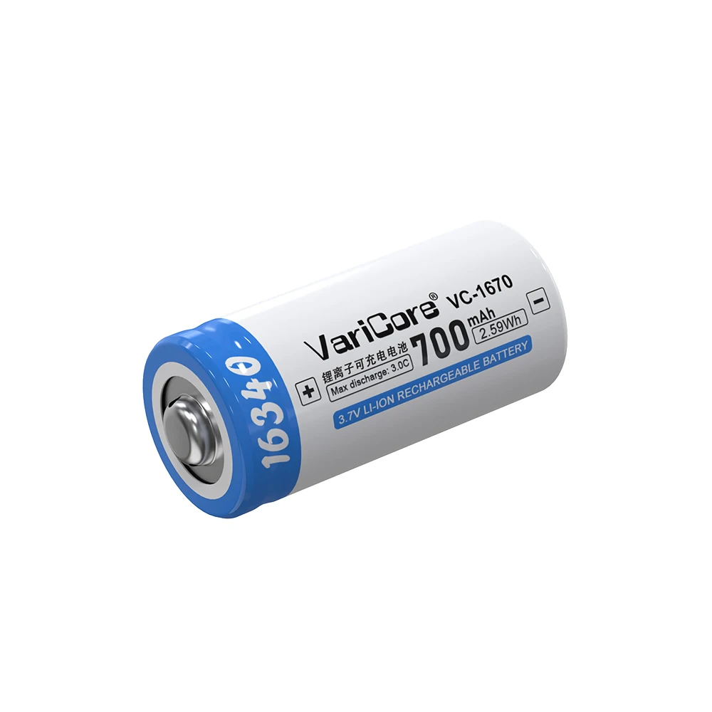VariCore VC-1670 16340 700mAh with Tip 3.7V Li-ion Rechargeable Battery for Sweeper Digital Camera Remote Control Versat