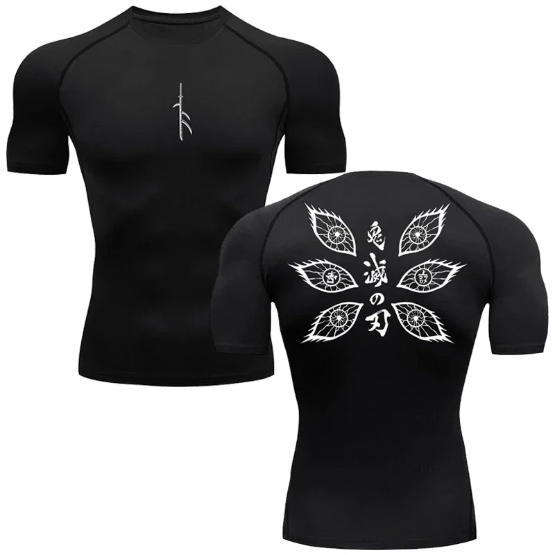 Graphic Print Compression Shirt for Men Gym Workout Running T-Shirt Tees Tops Athletic Quick Dry Undershirt Baselayer Activewear