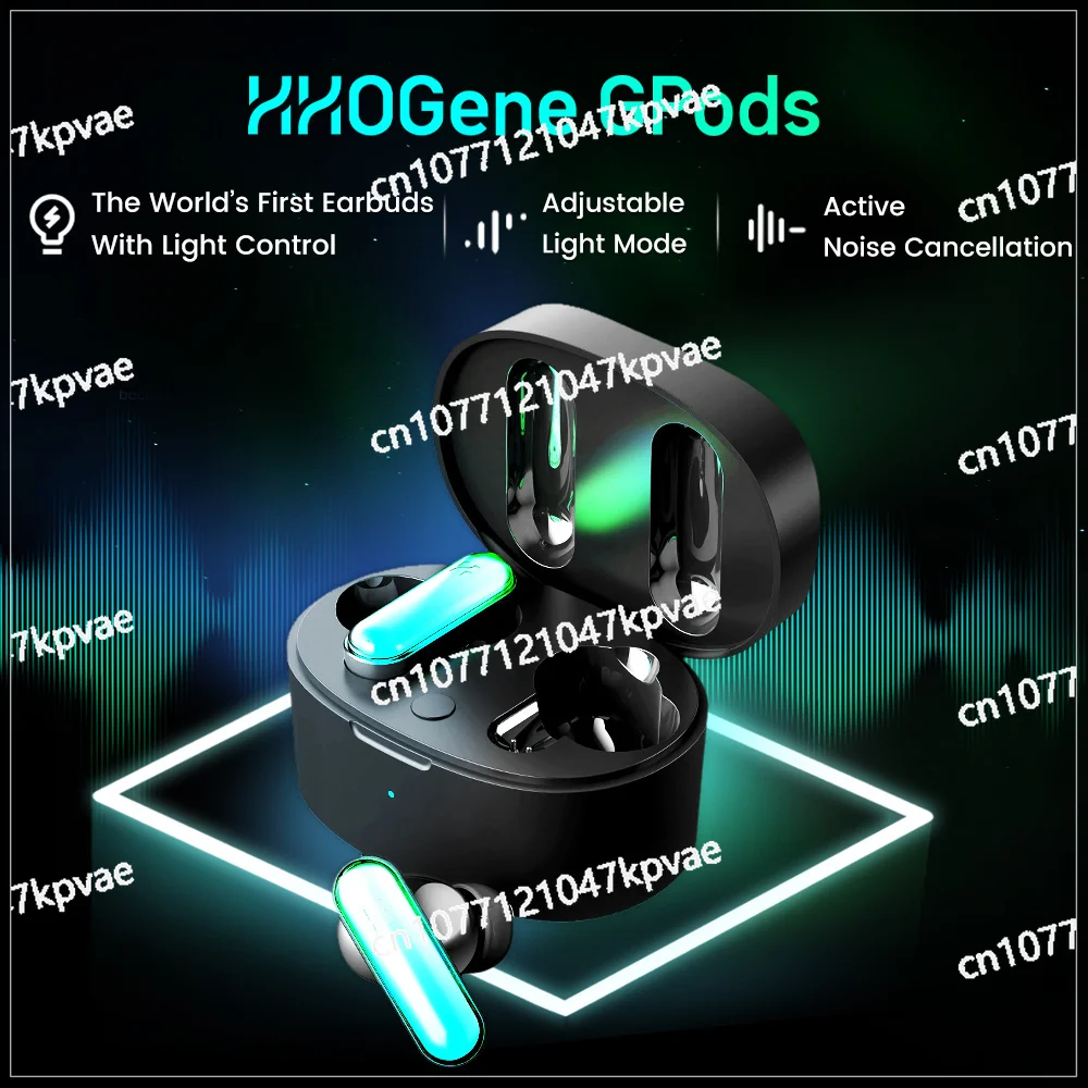 New HHOGene GPods with Light Control TWS Wireless Earbuds ANC Full RGB LEDs IPX4 Bluetooth 5.2 Headphones USB-C World Premiere