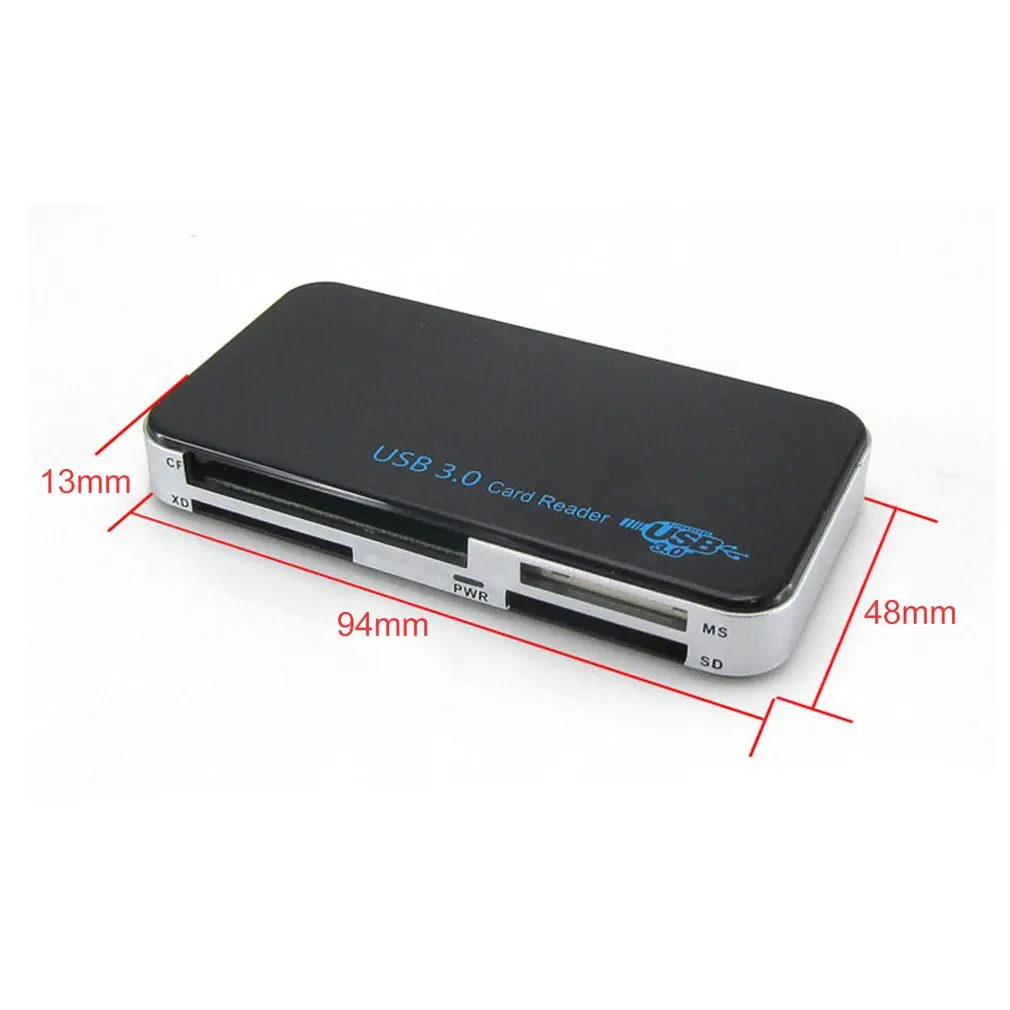 Adaptateur de lecteur de cartes multi-cartes flash compact tout-en-1, USB 3.0, 5Gbps, lecteur de carte USB haute vitesse pour TF, SD, XD, CF, cartes numériques sécurisées