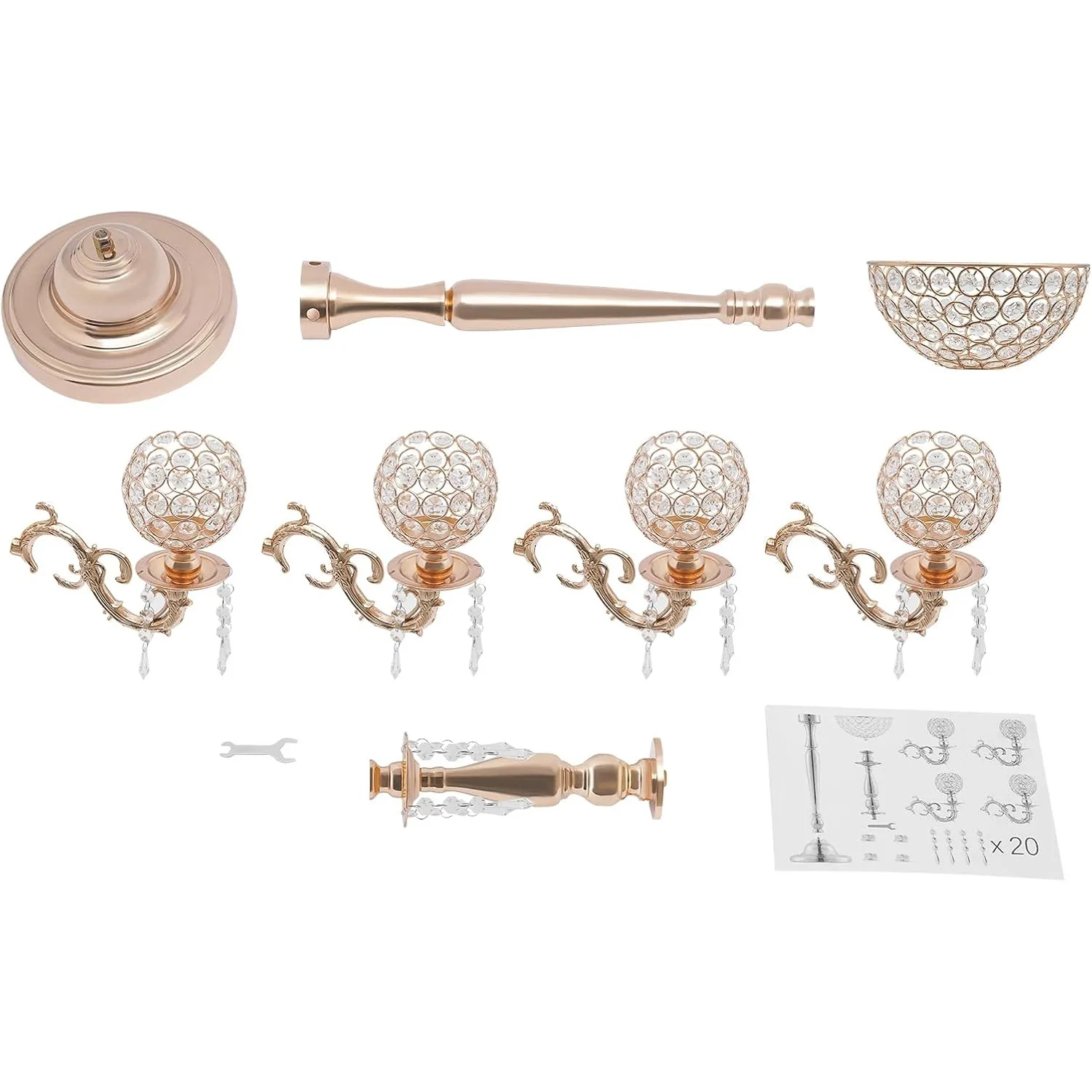 4 شمعدانات كريستالية بذراع مع حامل زهور مزهرية بذراع واحد، حامل شموع طويل 35 بوصة للشمعدانات الزهرية، شمعدانات مزهرية ذهبية Ce #6