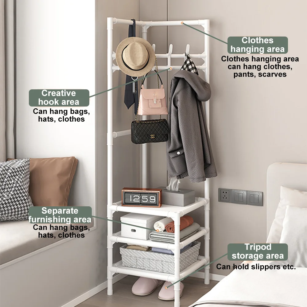 Corner Coat Hat Rack Multi-Layer Floor Standing Corner Hanger Corner Clothes Rack Save-space Clothing Storage Shelf