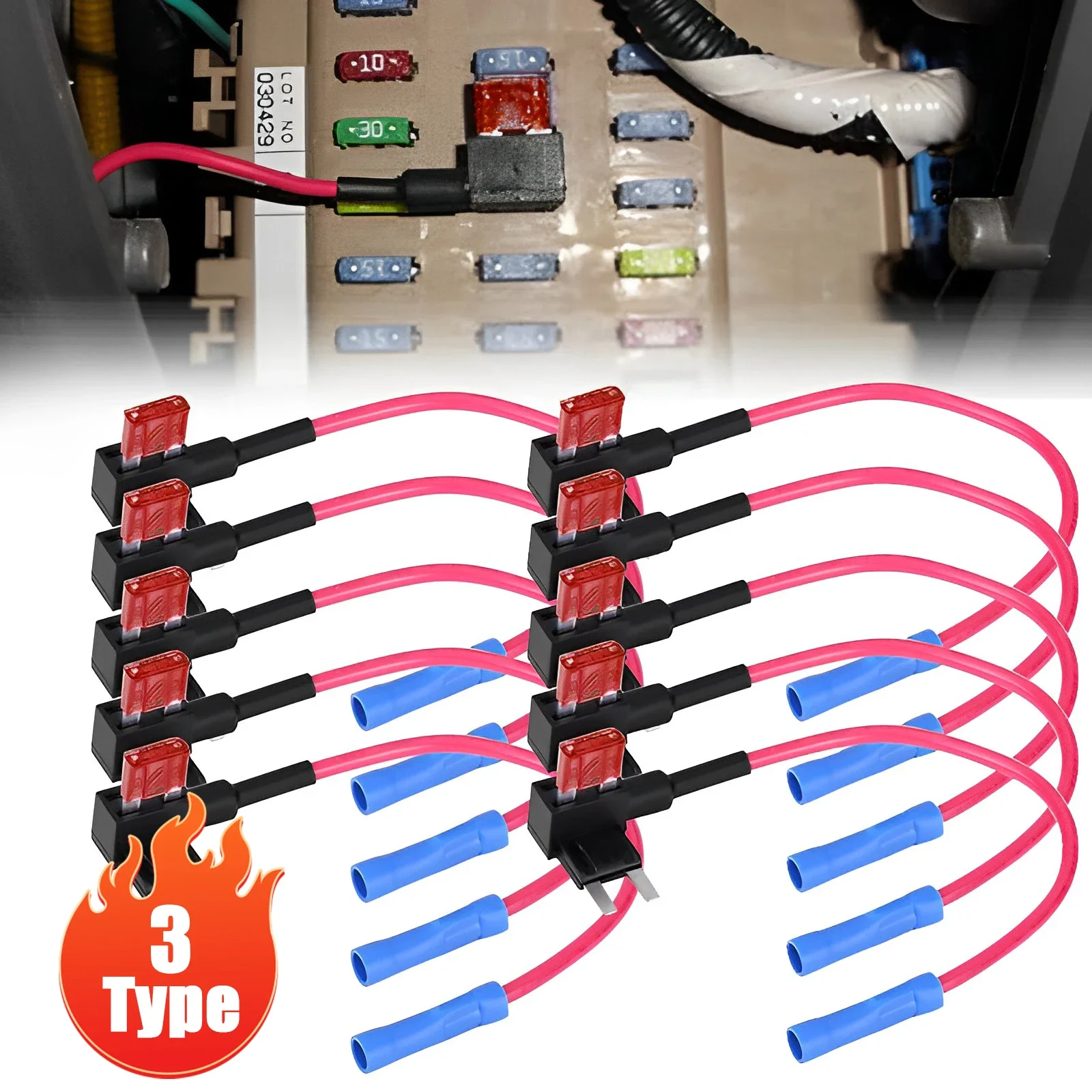 

10Pcs Car Fuse Box Circuit Adapter ATM Blade Fuse for Car Van Motorcycle RV Boat Tractor TAP Adapter Mini Small and Medium Size