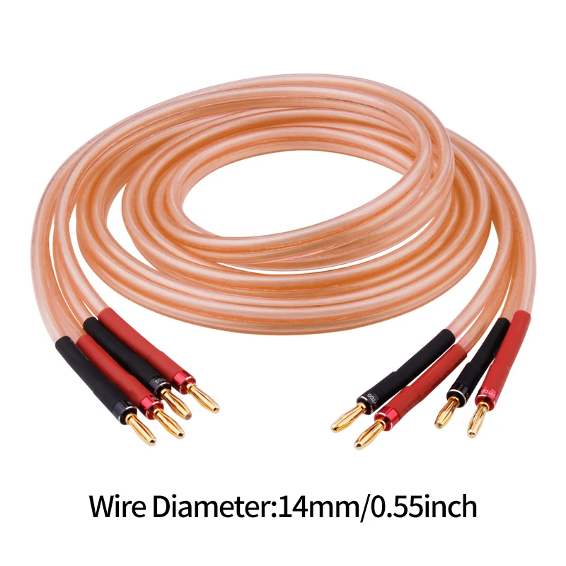 One Pair oxygen-free Copper OFC Audio HiFi Speaker Cable Banana Plug to Banana Plug Speaker Cable Center Audio Speaker Cable