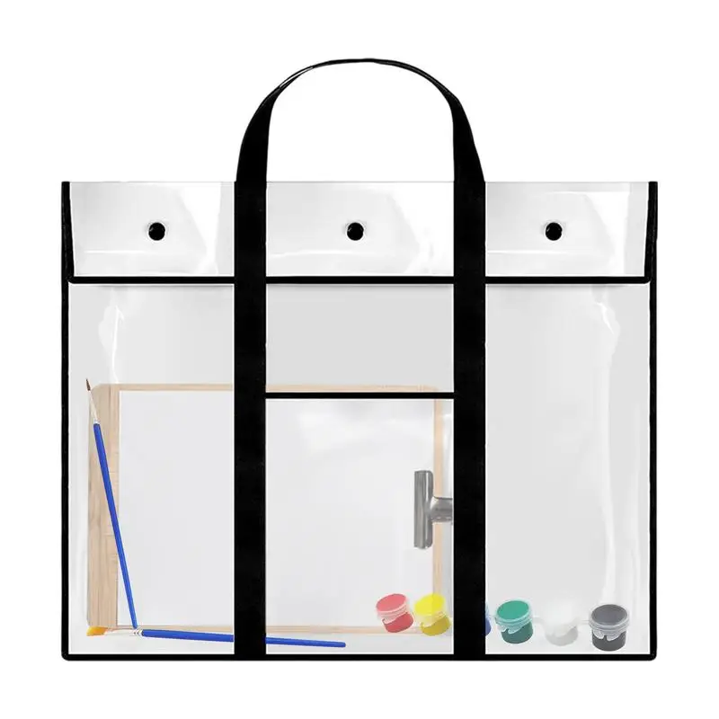 

Poster Bag Carrier Large Waterproof Art Poster Bag Clear Artwork Storage Organizer Bulletin Board Holder with Handle & Pocket
