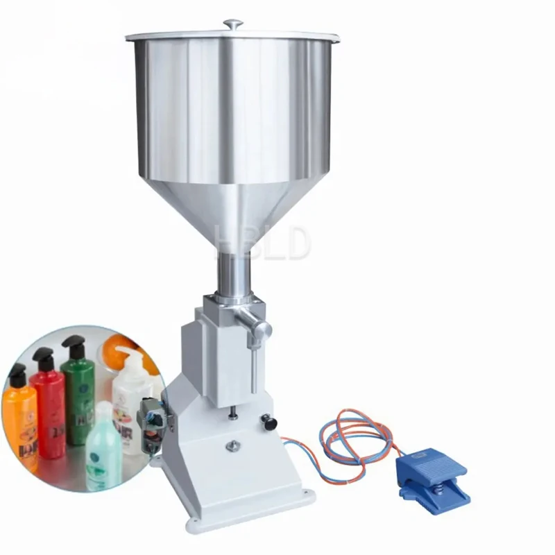 Desktop Manual Paste Bottling Machine, 5-50ml Filling Range Pneumatic Filler for Cosmetic Paste and Edible Thick Sauce