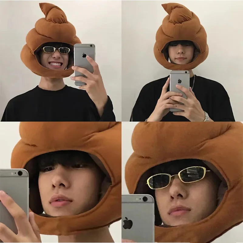 Customization Poop Head Cover Cute Quirky Poop Winter Warm Sand Sculpture Photo Funny Cartoon Oddball Poop Hat Funny Hat