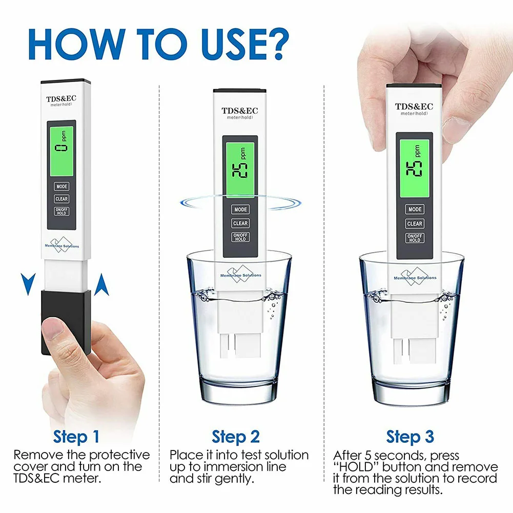 Water Quality Test Pen Digital 0-9990PPM 4-in-1 5s Measurement Automatically Easy To Clean Portable High Quality