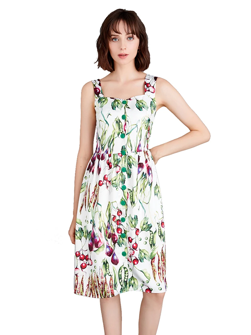 

Женское платье трапециевидной формы с цветочным принтом и квадратным воротником без рукавов, повседневные летние платья