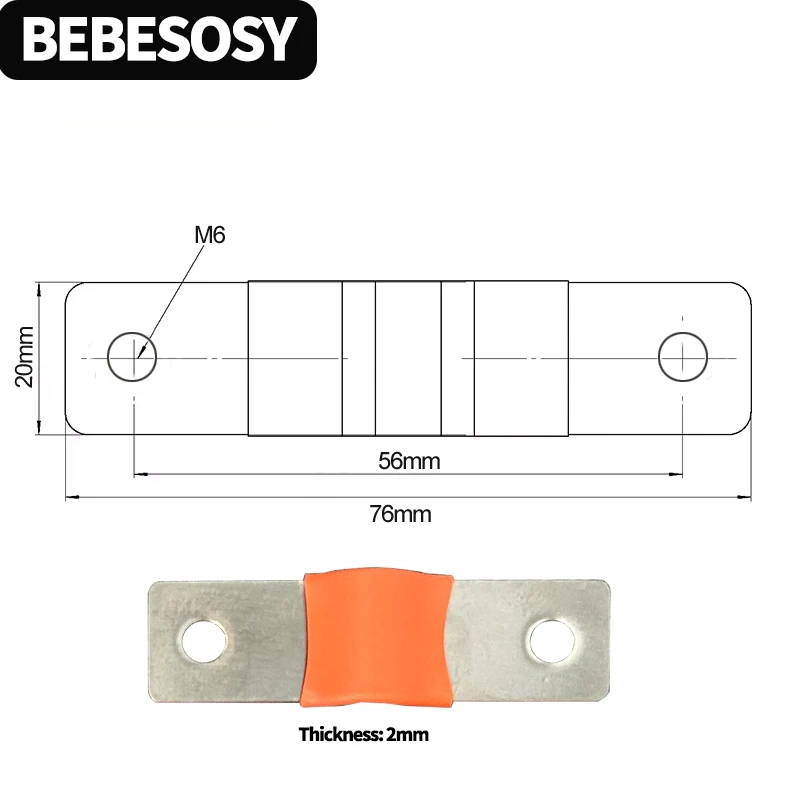 Flexible Battery Busbar M6 Round Hole Distance 74MM 56MM Copper Busbar 200A 300A For 280AH 230AH LiFePO4 Li-ion 12V 24V 36V 48V