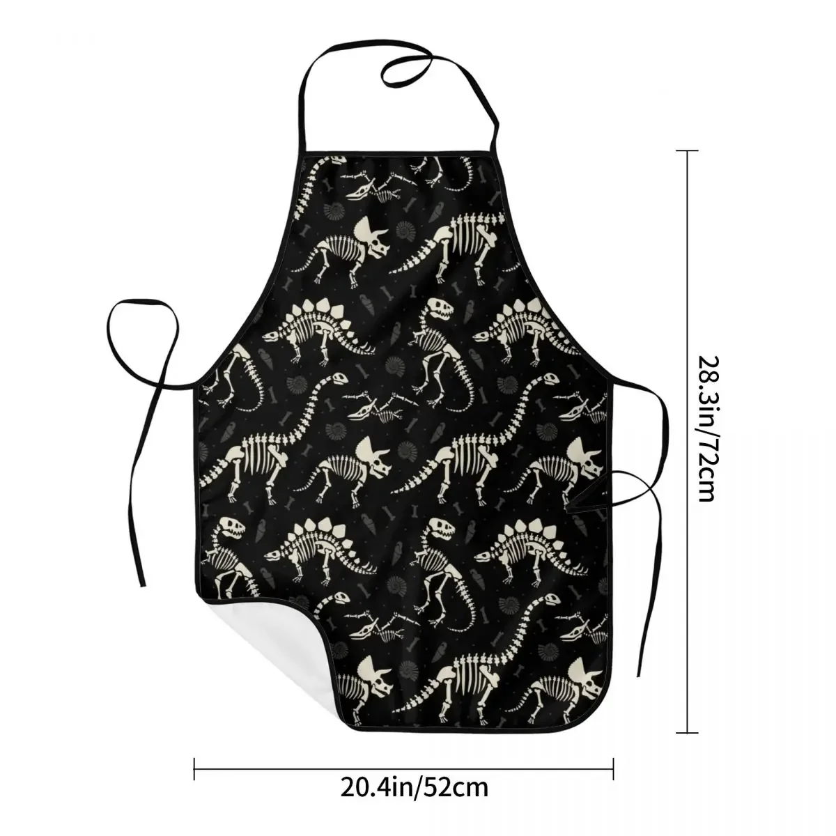 Funny Dinosaur Fossils Apron for Men Women Dino Skeleton Adult Unisex Kitchen Chef Bib Tablier Cuisine Cooking Baking Painting