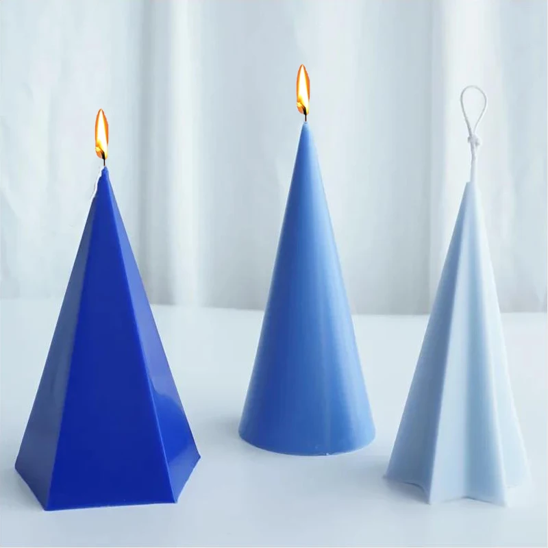 Geometric Conical Candle Mold DIY Hexagonal Column Candles Making Supplies Acrylic Plastic Mould Kit Home Decor Beeswax Molds