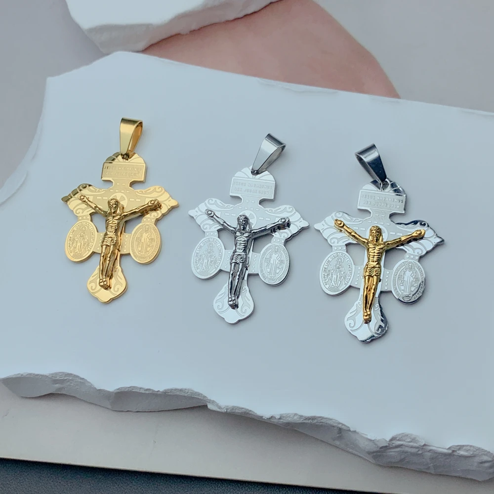 

Stainless Steel Jesus Cross Charm Pendants for DIY Earrings Making Necklace Fashion Religious Jewelry Findings Wholesale