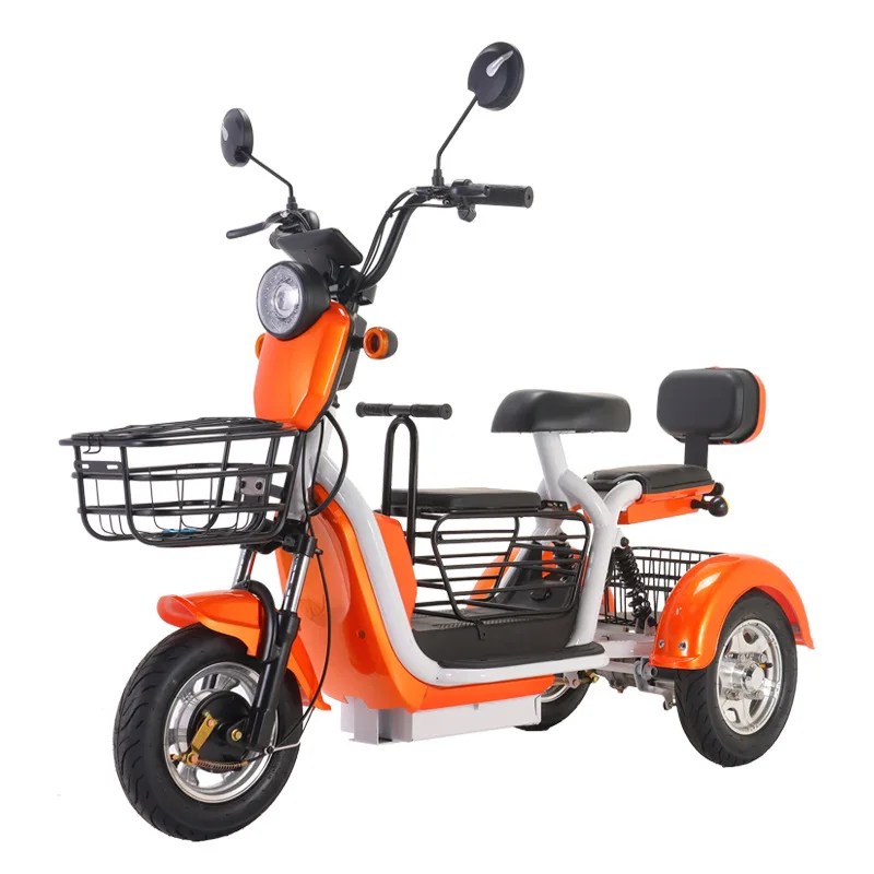 Parent-Child Electric Tricycle For Adult 2 3 Seat Dual Drive Powerful 48V 800W 3 Wheel Mobility Scooter With Turn Signal Lights