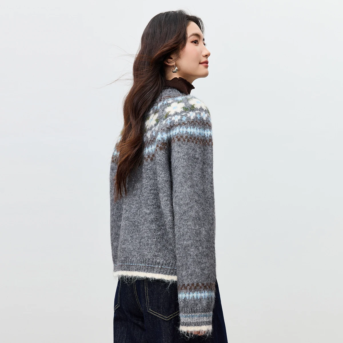 Women's Warm Jacquard Cardigan - Autumn Winter Fashion Top