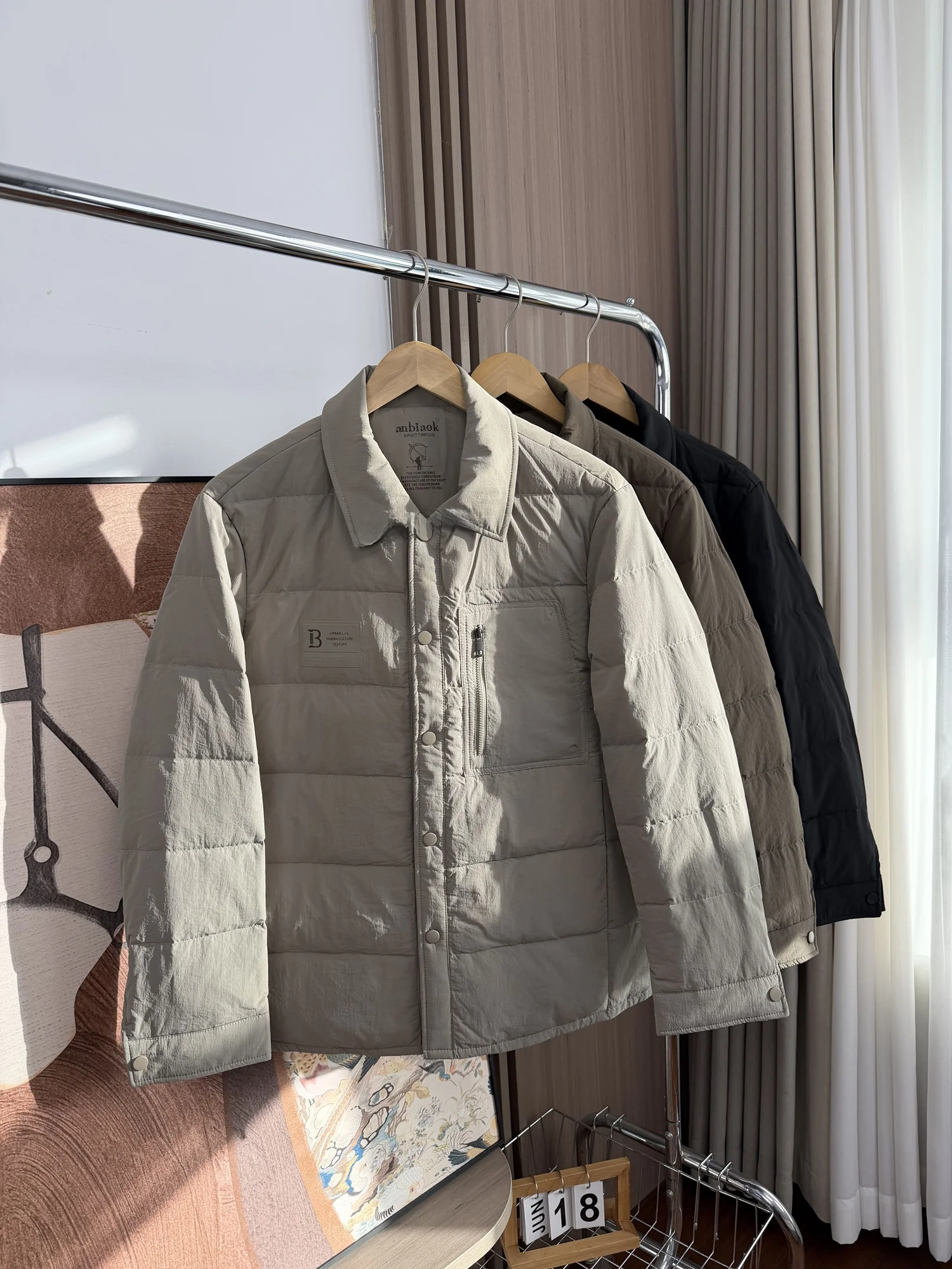 

Light Busin Series Men's down Jaet Collar Casual Lightweight Warm Faion Urban Sle Long Sve Du down Coat