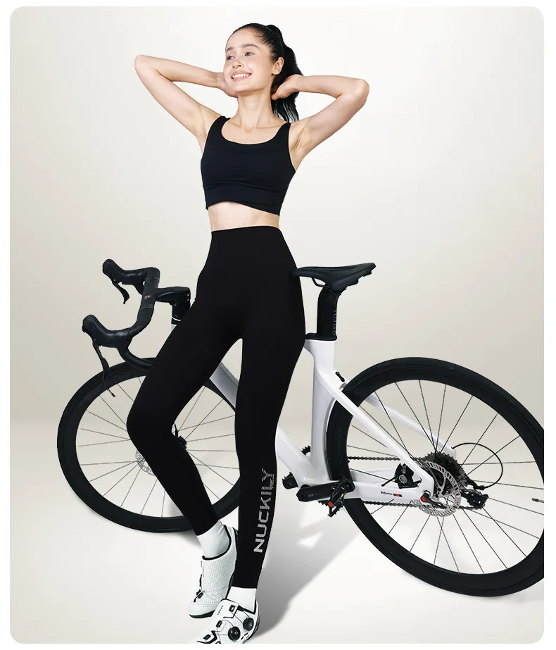 NUCKILY Nahtlose Radhose für Damen, gepolsterte Fahrrad-Leggings, hohe Taille, schnell trocknend, atmungsaktiv, Stretch, 3D-Pad, Rennrad-MTB-Fahrrad-Leggings – Detail 15