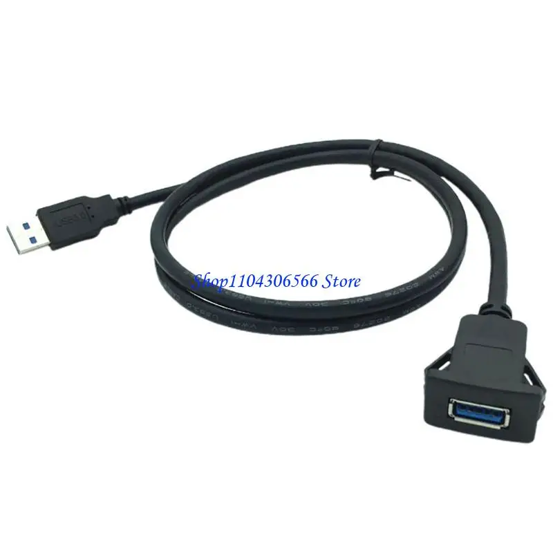 02DD Universal Square Single Port USB3.0 Panel Flush Mount Extension Cable Expand Data Transfer dan Input Aksesori 39.37in