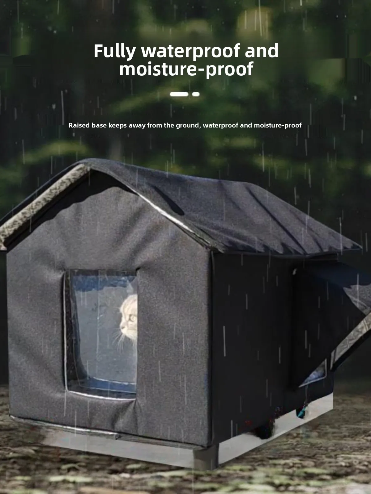 

Outdoor Weatherproof Warmth Enhanced Elevated Dog House elter Large Space Durable Spring Summer Autumn Winter Universal