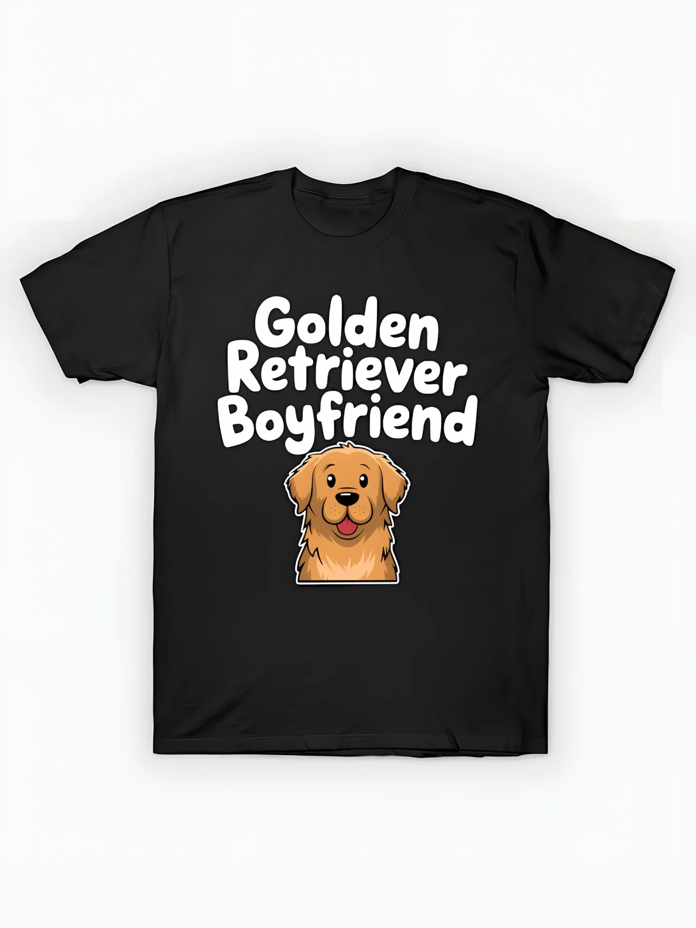 

goldenreverboyfrend men's black cotton t-shirt cute cartoon dog design short sleeve round neck four seasons casual wear