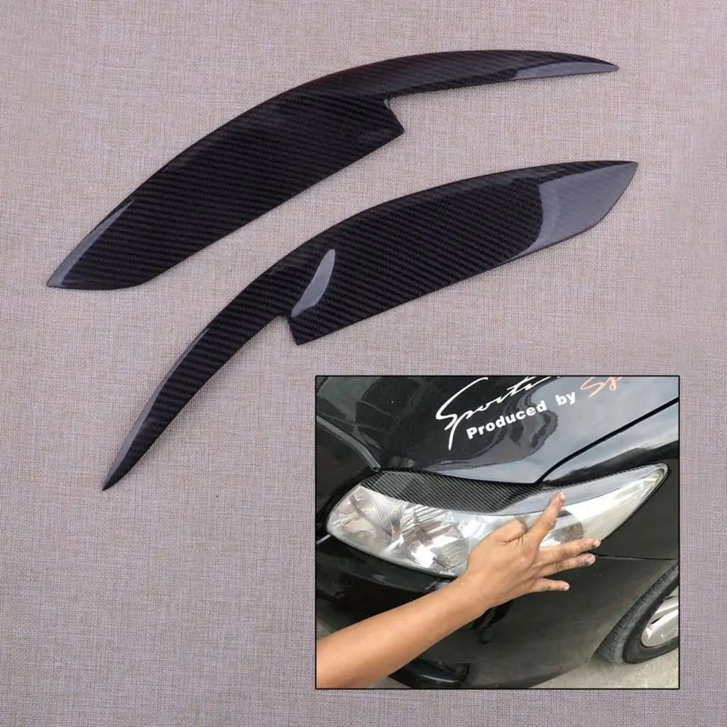 

1 Pair Carbon Fiber Black Car Front Headlight Eyebrow Eye Lid Eyelid Cover Trim Fit for Toyota Corolla 2007 2008 2009