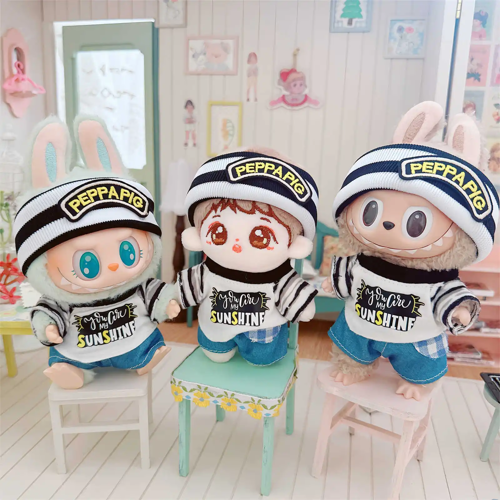 10cm kawaii Mini Idol Puppe Kleidung niedlichen coolen Jungen Graffiti 3 Stück Set für Plüsch puppe verkleiden wechselnde Kleidung Spiel Mädchen Geschenke