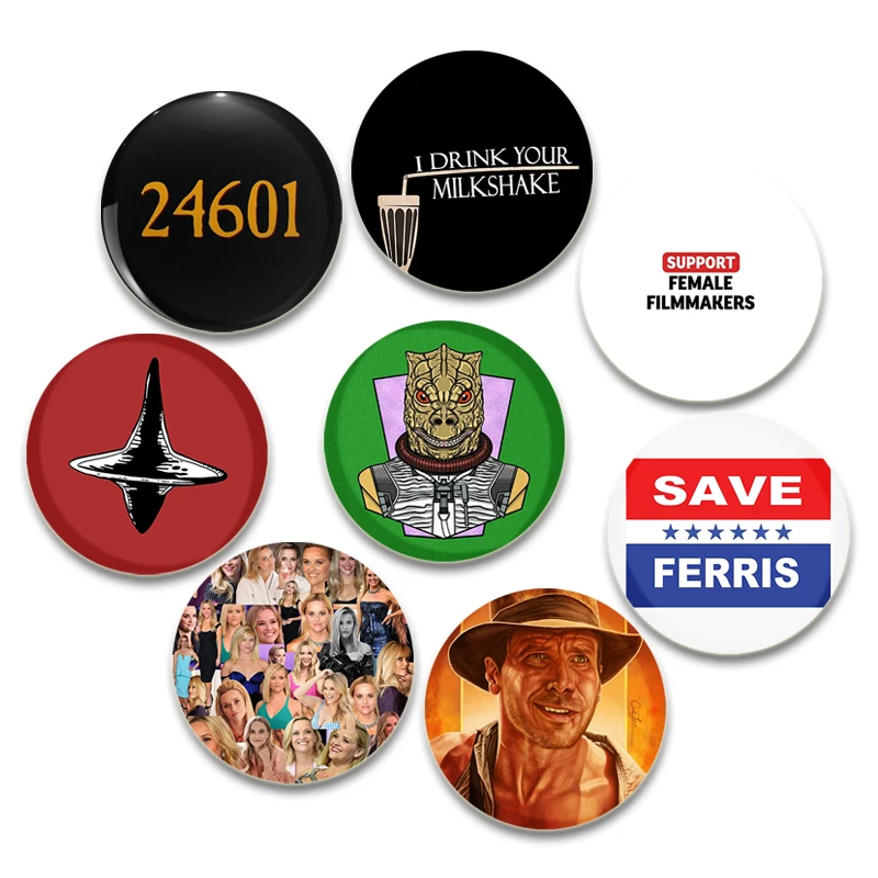 32/44/58mm Famous Classic Movies Brooches SAVE FERRIS/SUPPORT FEMALE FILMMAKERS Badge Jewelry Accessories Pin Fans Collect Gifts