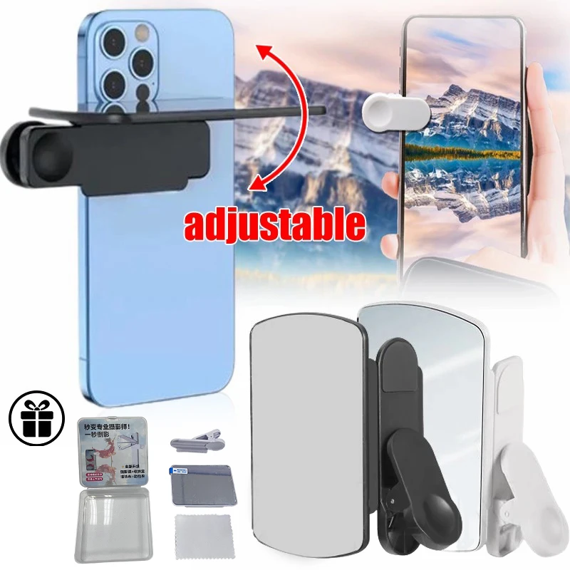 ✍ Sky Mirror Clip da tiro per riflessione del telefono cellulare Clip per specchio ad angolo regolabile Riflettore per telefono da viaggio all'aperto Artefatto da tiro