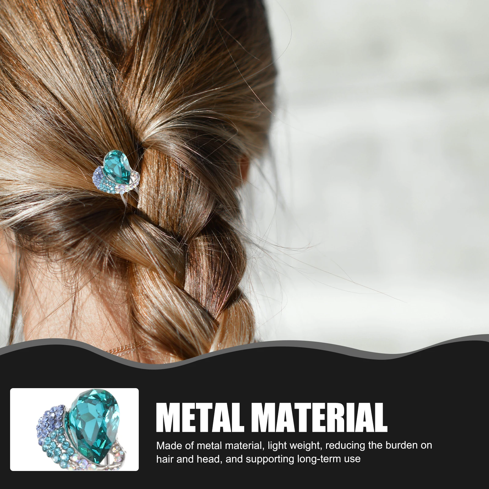 

4 Pcs Blue Rhinestone Hairpin Small Accessories for Bridal Women Wedding U Shape Hair Accessories for Women Girls