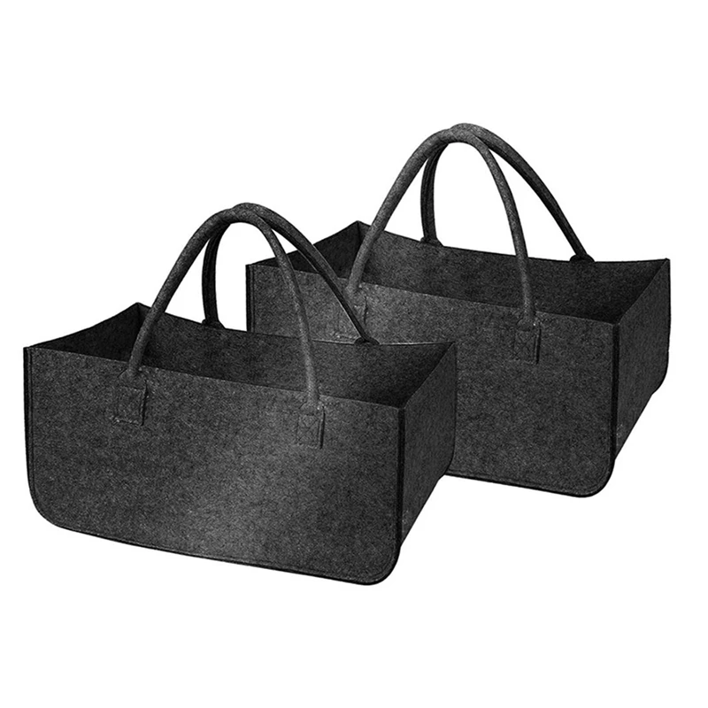 

2 Pack Felt Bags For Firewood Shopping Bag Wooden Basket Felt Basket Shopping Basket Felt Foldable 50X 25 X 25Cm