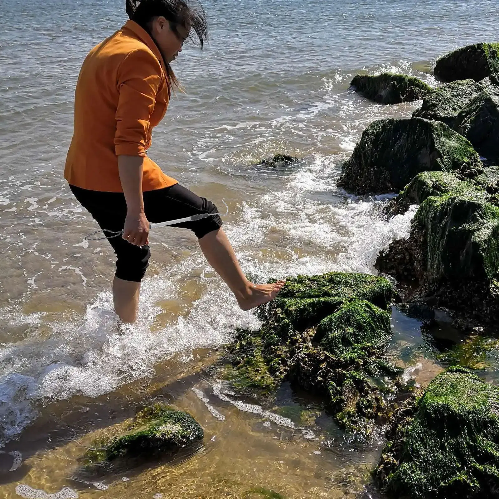 

Набор из 1 шт.: Пляжный совок-сито для песка, многоразовый, легкий, с регулируемой длиной, для сбора ракушек и камней