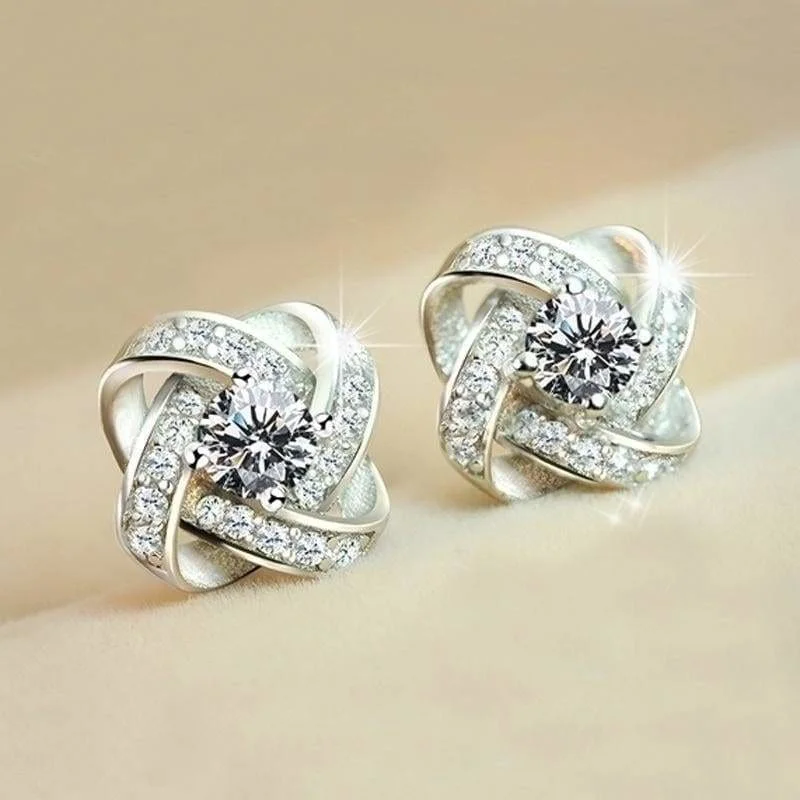 Huitan Elegant Lady Aesthetic Stud Earrings with Brilliant Zirconia Graceful Jewelry for Engagement Ceremony Chic Accessories image 5