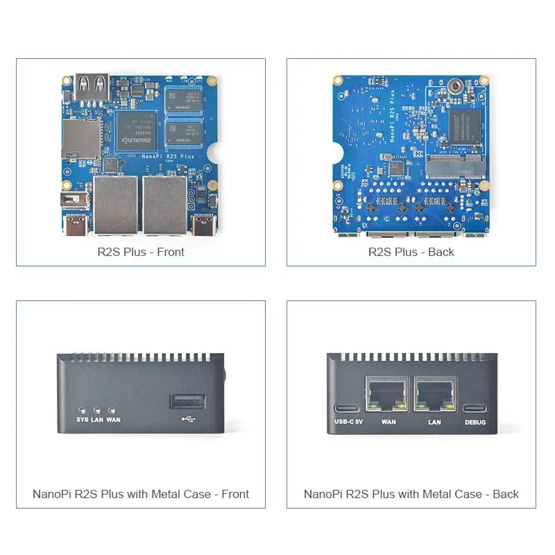 NanoPi R2S Plus Rockchip RK3328 Quad-core A53 SoC 1GB RAM 32GB eMMC Supports U-boot, Ubuntu-Core, OpenWrt