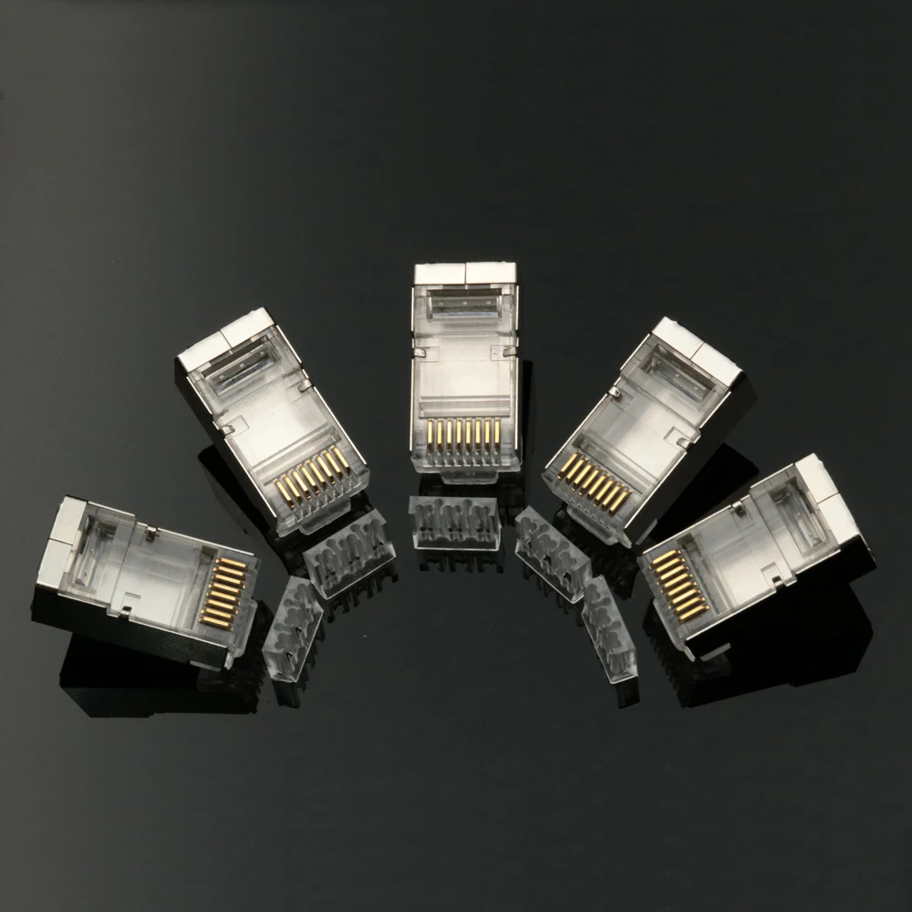 Xintylink rj45 موصل cat6 كابل إيثرنت التوصيل 8P8C rg45 محمية الأزرق stp rg rj 45 جاك موصل شبكة القط 6 وحدات 50 قطعة