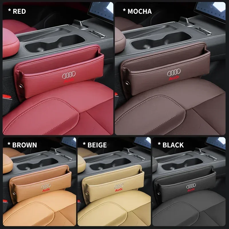 Leather Car Seat Crevice Storage Box Slot Phone Holder Gap Bag For Audi SLine A5 C6 C5 A1 A7 Q3 TT S3 B5 A3 8P 8V B6 8L Q2 S4