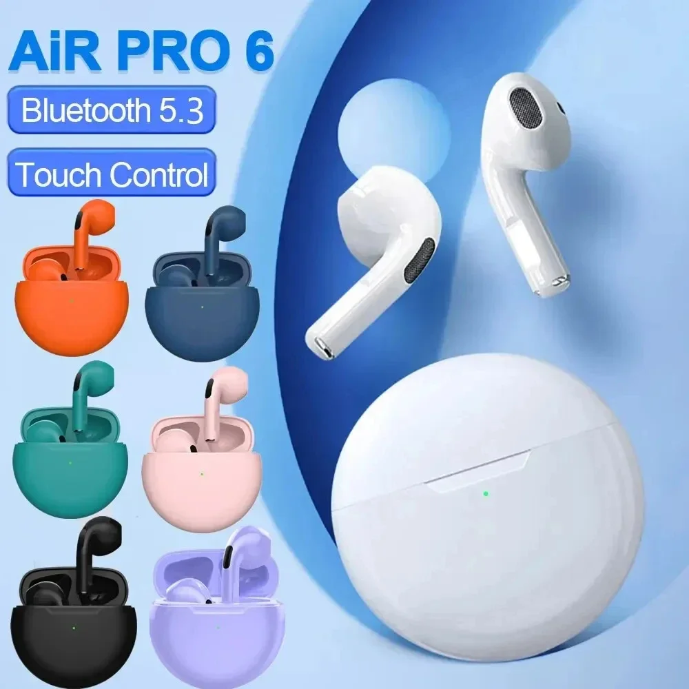 Wireless Bluetooth Original Air Pro 6 TWS Headset 5.3 Headphone Mini Earphone with Mic Charging Box for Smartphone Earbuds