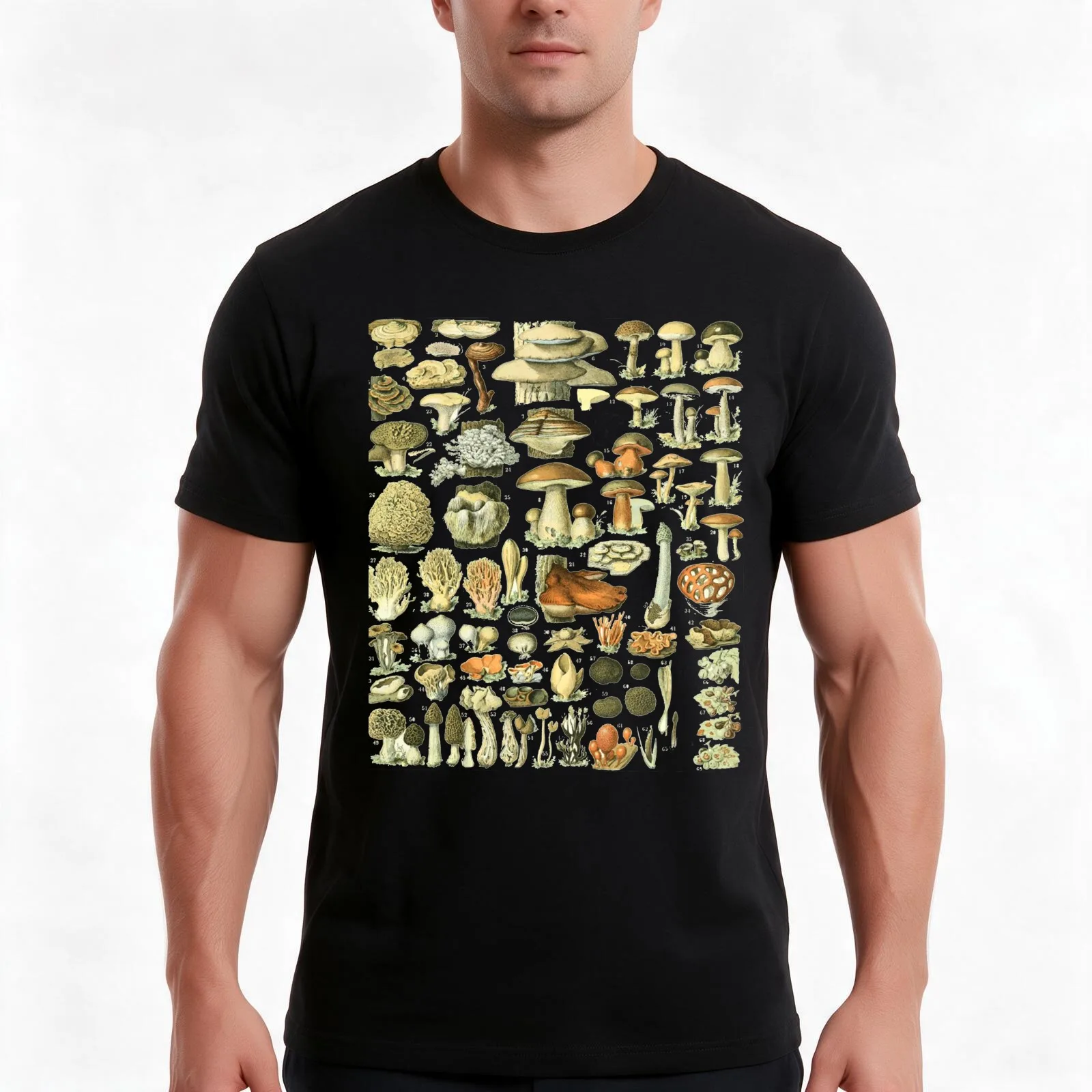 Mushroom Varieties for Fungi Mushroom Hunters T-Shirt, Summer Casual Cotton Tee, Oversized Streetwear Tops, Unisex Men Women