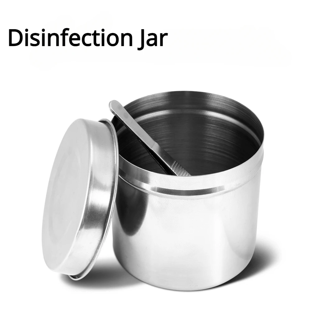 Professional Stainless Steel Disinfection Jar 8/9/10CM Anti-Iodopher Alcohol Tweezers Medical Container Tatoo Accessories Supply