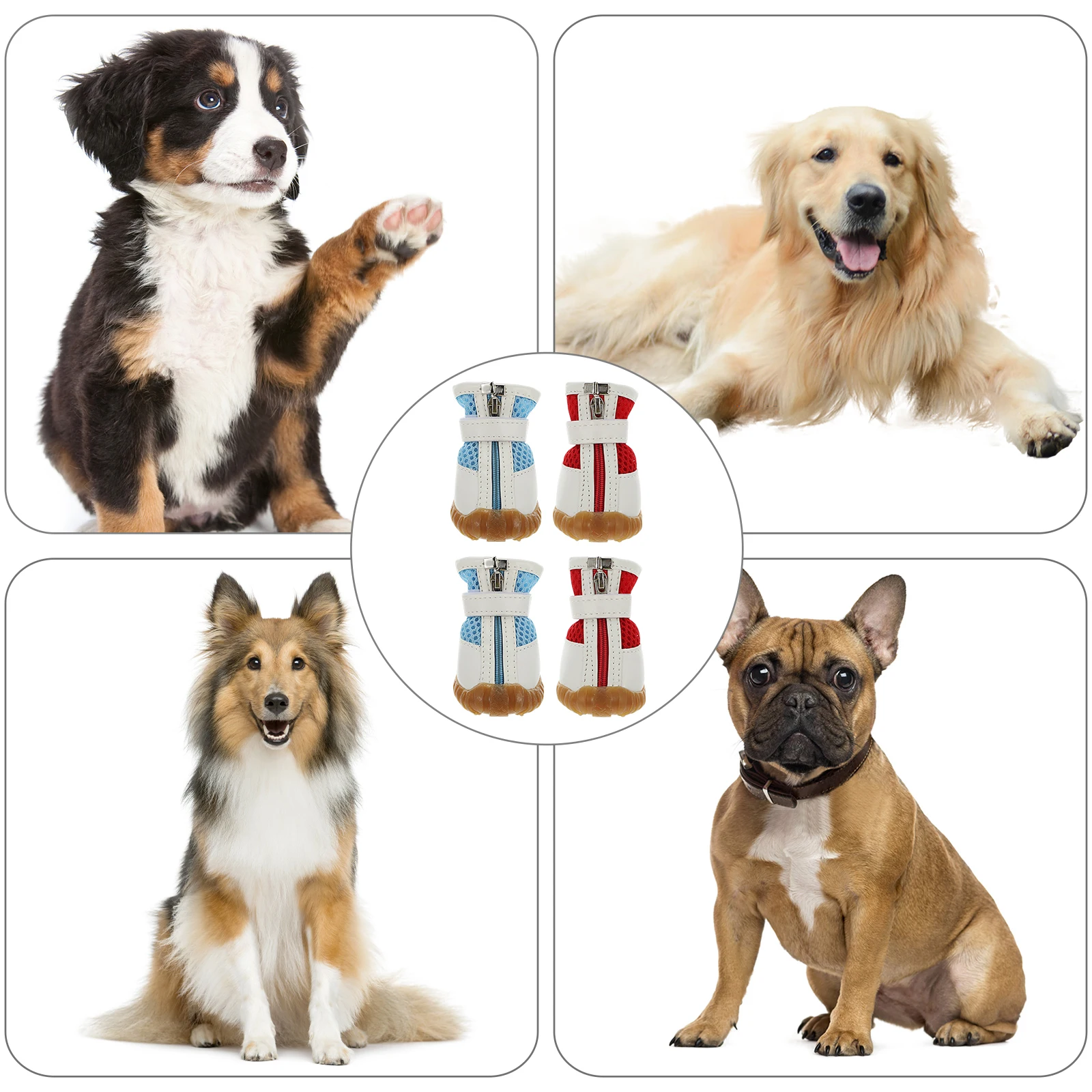 

8 Pcs Dog Sports Shoes Zipper Summer Pet Supply Puppy Boots Rubber Paw Protectors