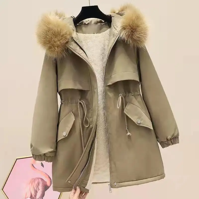 

2023 Winter Womens Down Jackets Long Casual Coat Puffer Jacket Slim Remove Hooded Parka Loose Warm Zipper Coat