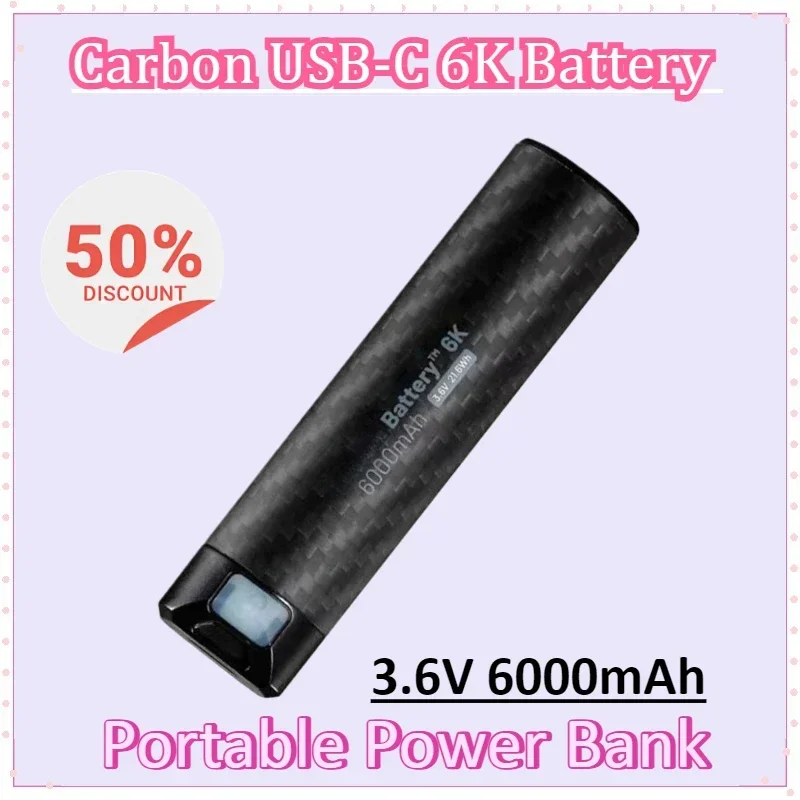 

USB-C Rechargeable Carbon Battery 6K 3.6V 6000mAh Lithium Battery for Nitecore Extended Headlamp Runtime Photography Carbon