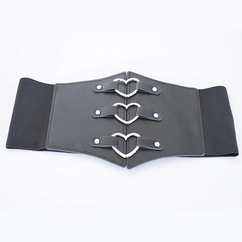 Cintura corsetto taglia unica cintura corsetto in pelle PU elastica a vita larga Vintage perfetta per abiti gotici Punk