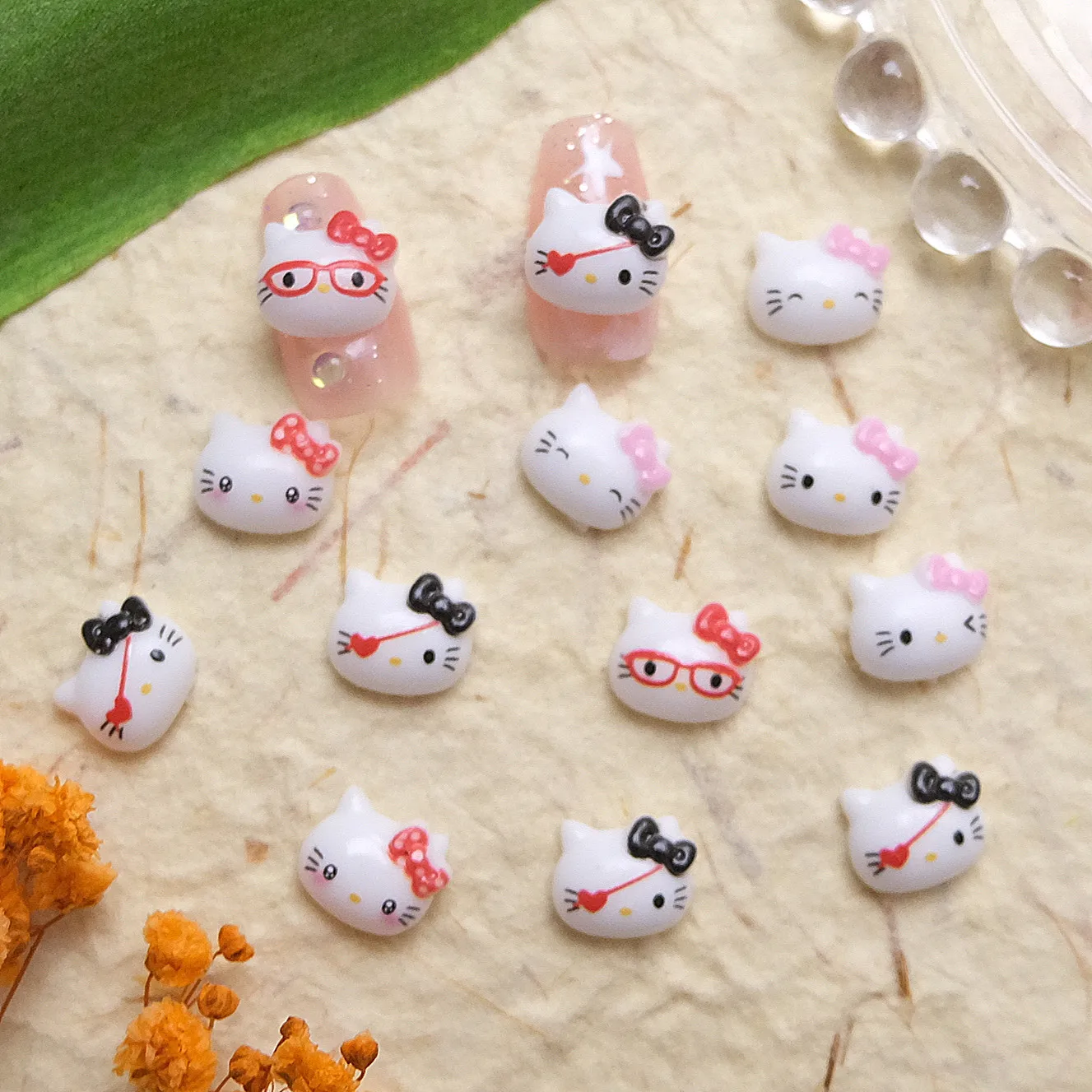 

50Pcs 3D Hello Kitty Bow Nail Charms - Adorable Inspired Resin Nail Art for Kawaii Manicures