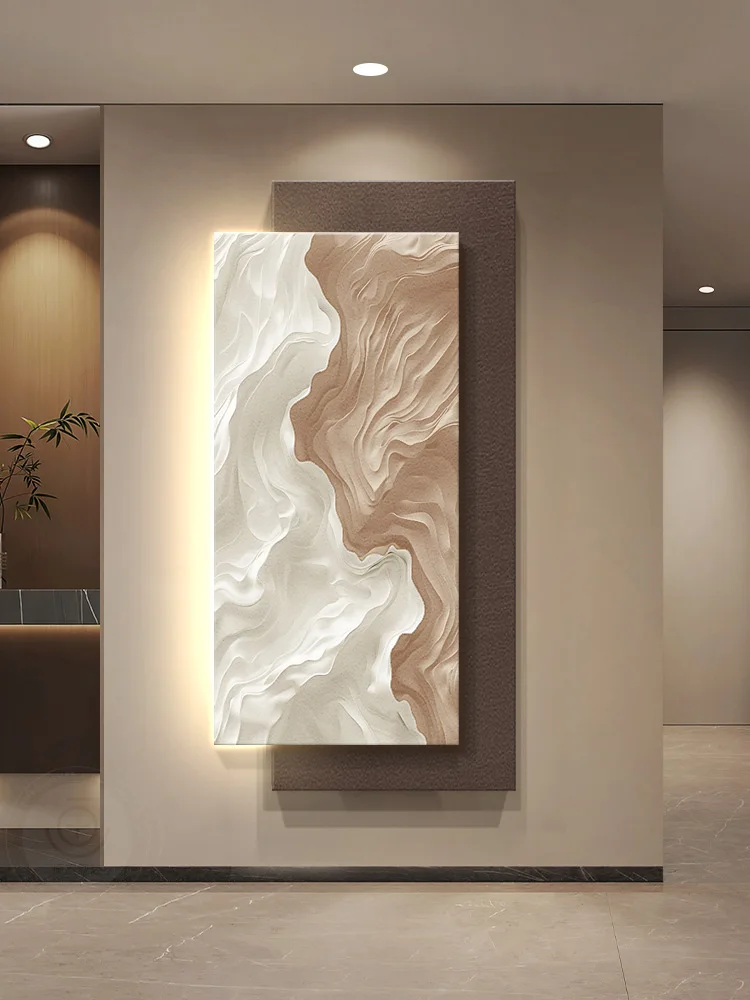 

2025 Modern Led Mural Lamps Entrance Decoration Painting Light Luminous Luxury Abstract Black And White Corridor Lobby Wall Lamp