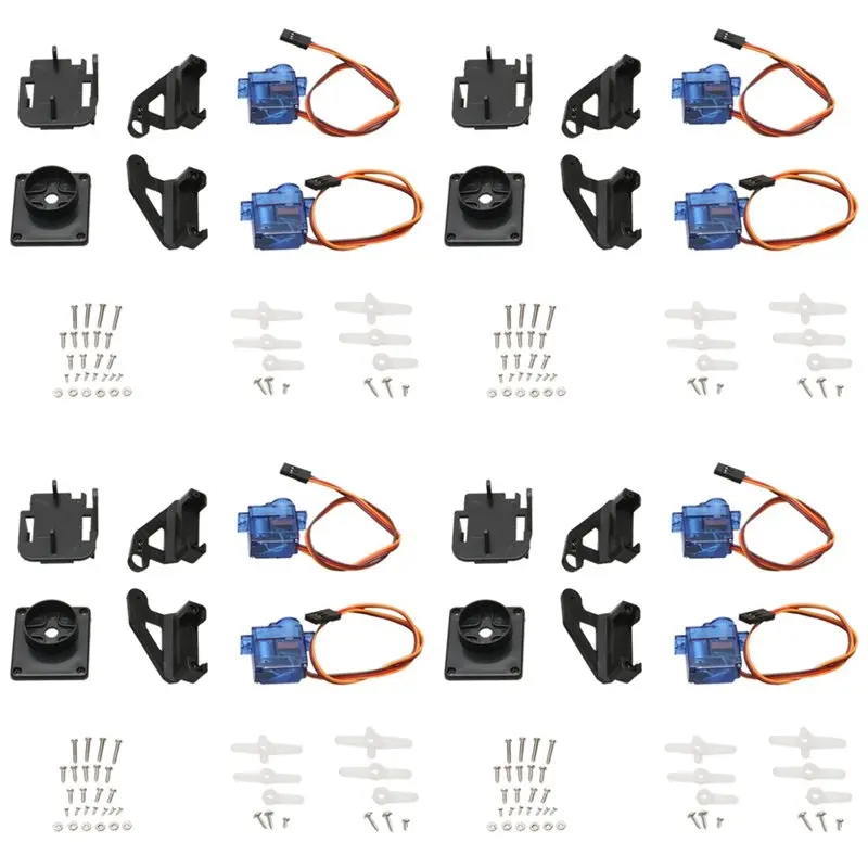 【新製品】4セットデュアルアクスルサーボジンバル防振カメラプラットフォームマウントptzパン-チルト、fpvドローン組立用9gサーボ2個付き