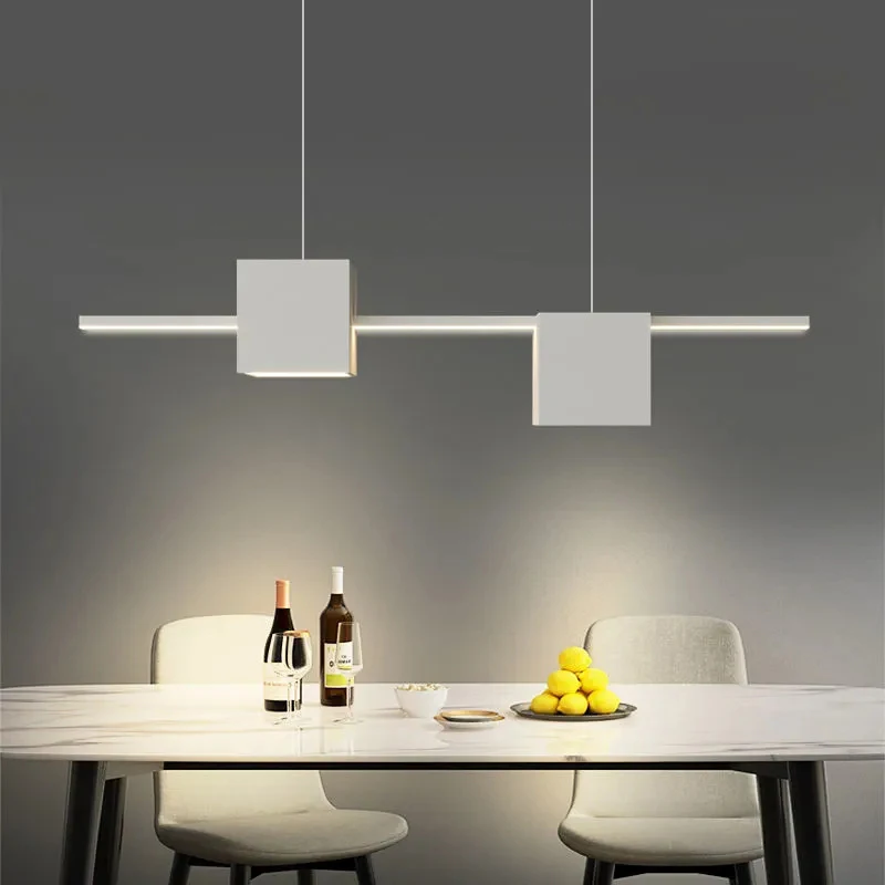 Imagem -06 - Moderno Led Luz Pingente Branco Sala de Jantar Cozinha Sala Estar Design Quadrado Lustre Teto Personalidade Simples Lâmpada Pendurada