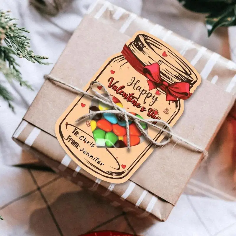 Kartu Ucapan Hari Valentine Mason Jar kartu liburan untuk anak-anak Set 24 kartu Selamat Hari Valentine kartu ucapan Mason Jar